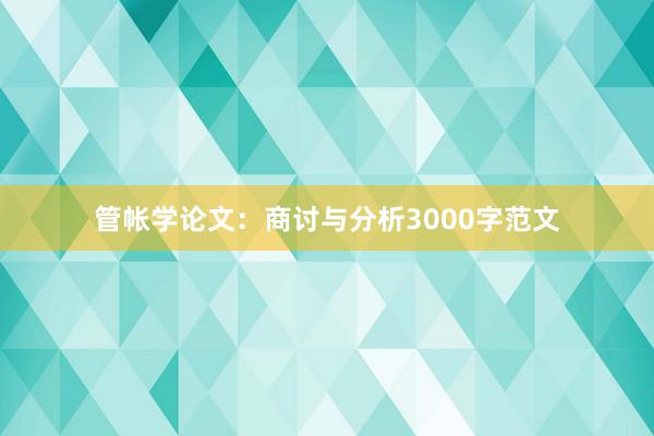管帐学论文：商讨与分析3000字范文